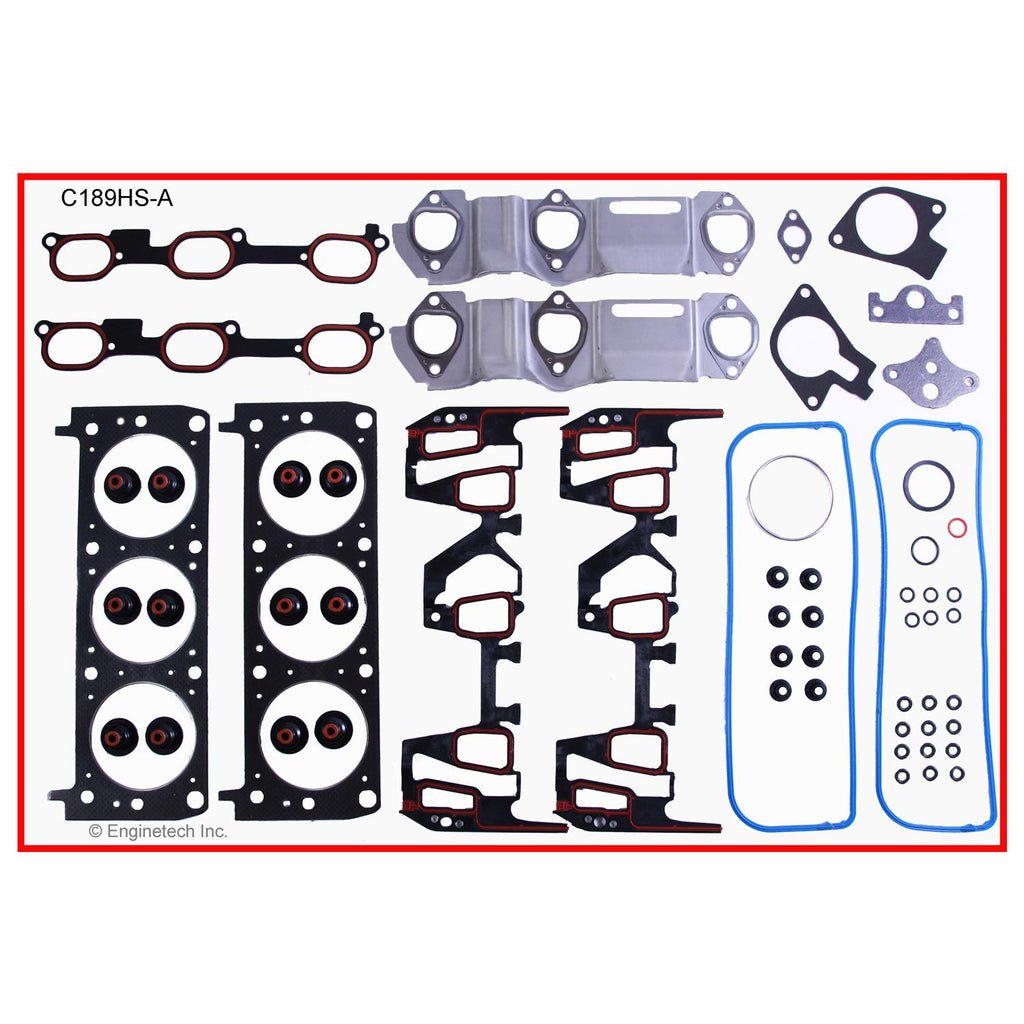 Enginetech C189HS-AAWB Engine Cylinder Head Gasket Set for GMC and Chevrolet Cars and Trucks with Head Bolts