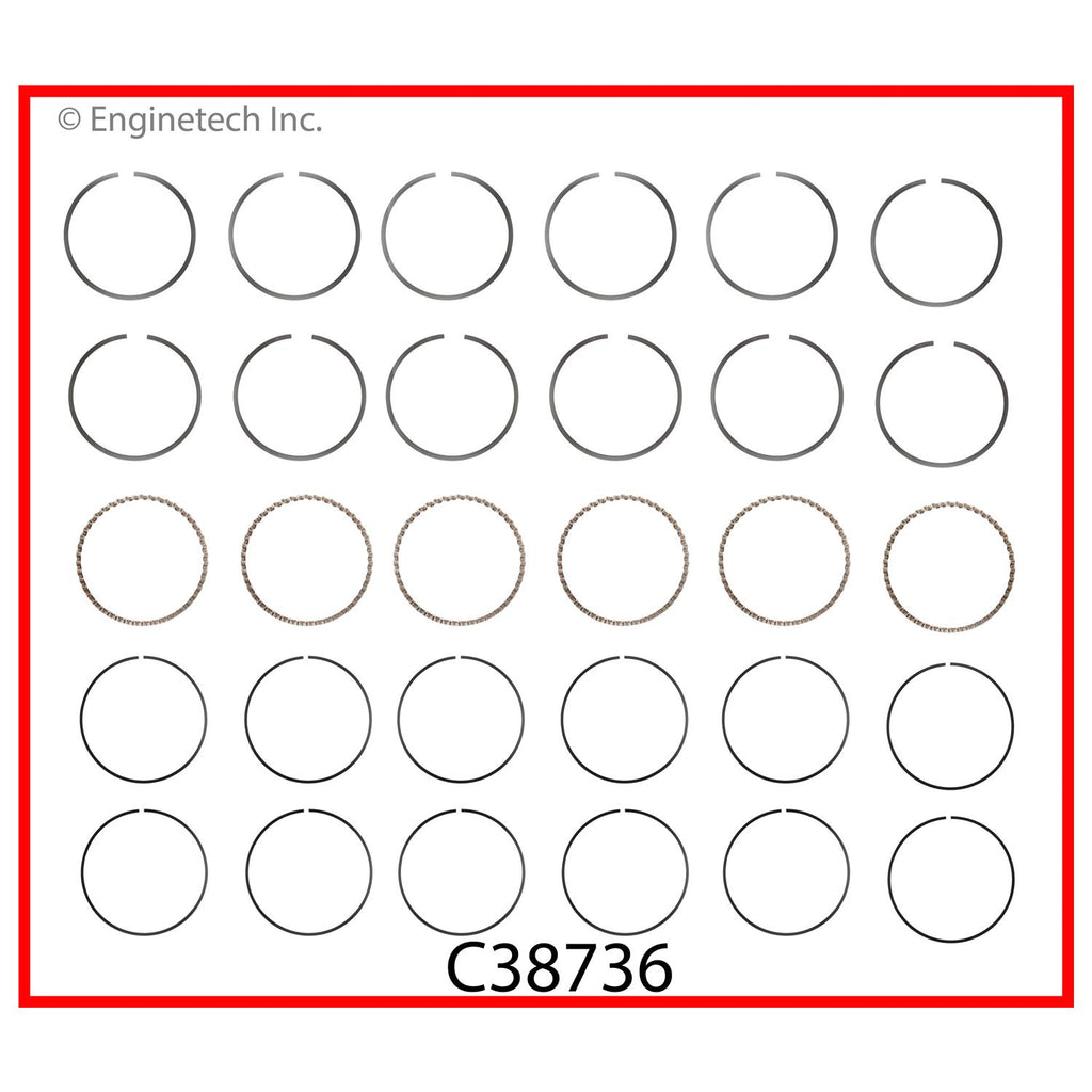 Enginetech C38736-STD Engine Premium Piston Ring Complete Set for Domestic and Import Engines