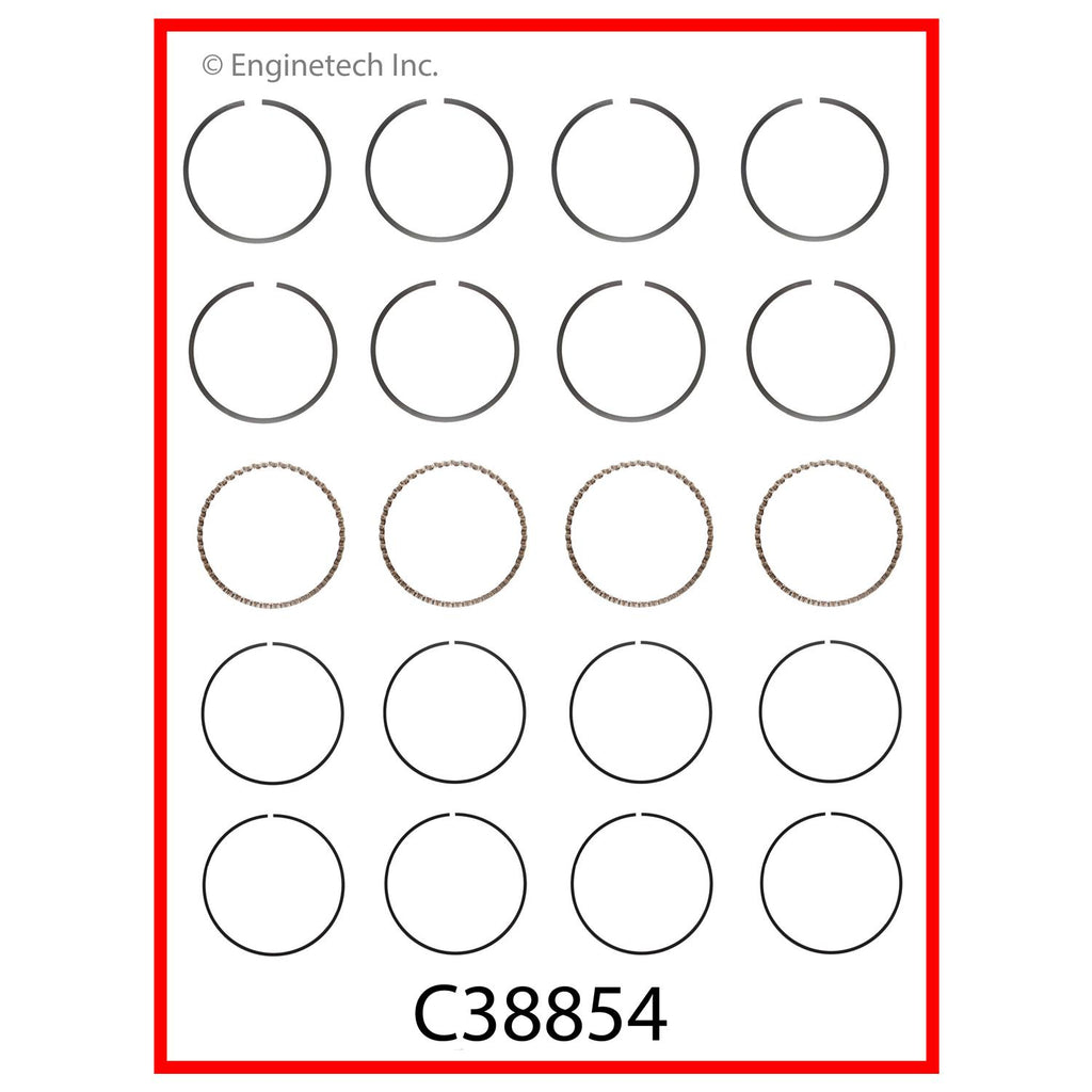 Enginetech C38854-040 Engine Premium Piston Ring Complete Set for Classic Chevrolet and GMC Engines
