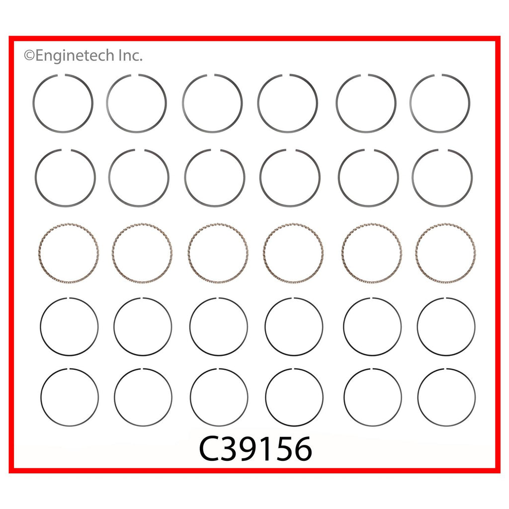 Enginetech C39156-STD Engine Premium Piston Ring Complete Set for Dodge B150, B250, and D100 (1988-1991)