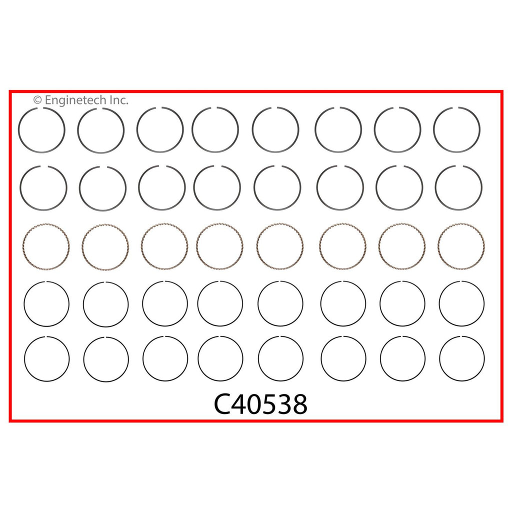 Enginetech C40538-030 Engine Premium Piston Ring Complete Set for Ford Trucks and Engines