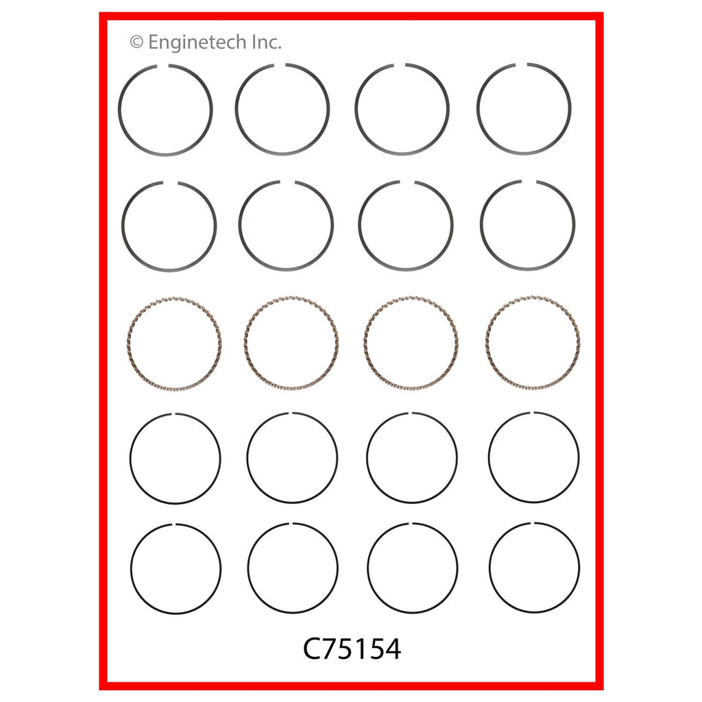 Enginetech C75154-STD Engine Premium Piston Ring Set for Suzuki Sidekick & Geo Tracker