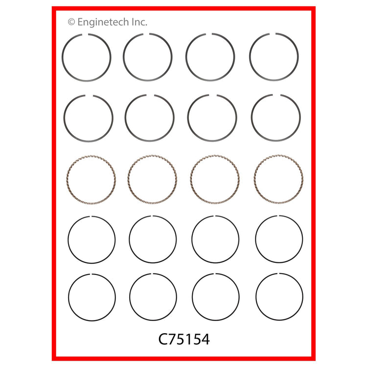 Enginetech C75154-STD Engine Premium Piston Ring Set for Suzuki Sidekick & Geo Tracker