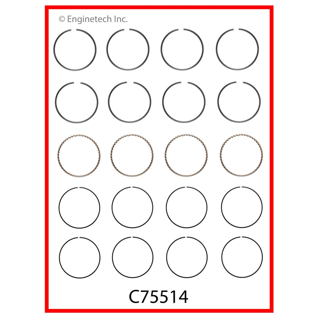 Enginetech C75514-.50 Engine Premium Piston Ring Set for Hyundai and Dodge Vehicles