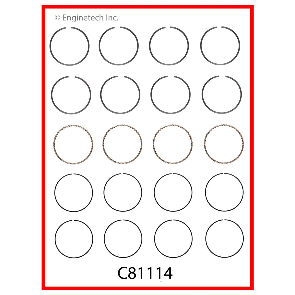 Enginetech C81114-STD Engine Premium Piston Ring Complete Set for Chevrolet Nova and Toyota Corolla