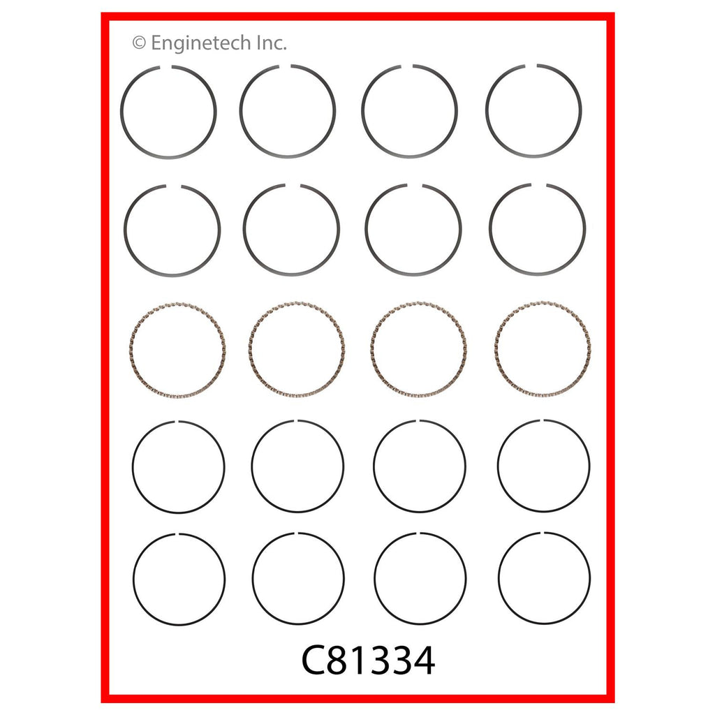 Enginetech C81334-.50 Engine Premium Piston Ring Complete Set for Toyota and Geo Models