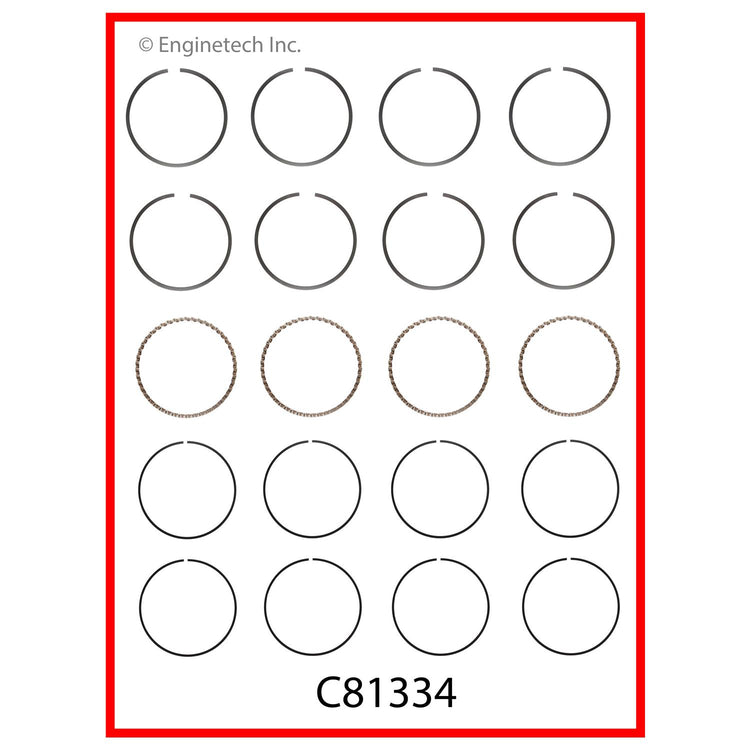 Enginetech C81334-.50 Engine Premium Piston Ring Complete Set for Toyota and Geo Models