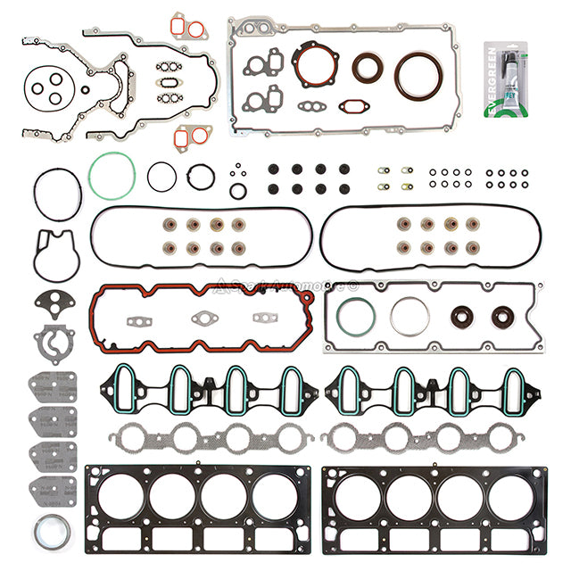 Full Gasket Set Pistons Bearings Fit 00-04 Chevrolet GMC Buick Cadillac 4.8L