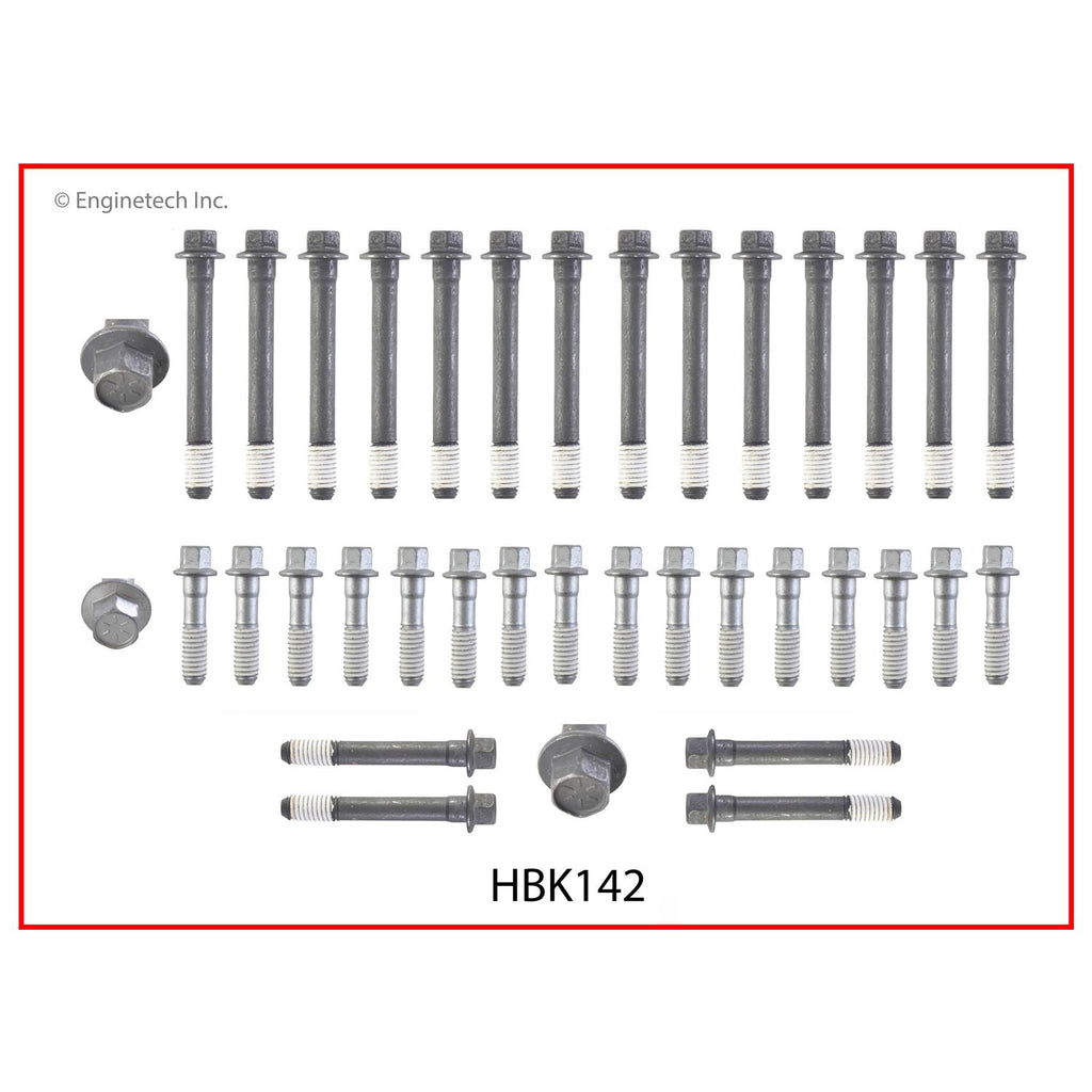 Enginetech HBK142 Engine Head Bolt Set for Complete Engine Rebuilds