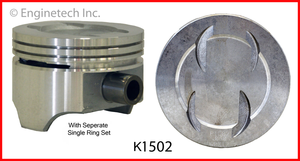 Enginetech K1502(8)STD Engine Piston Kit with Full Ring Stack for Ford ...