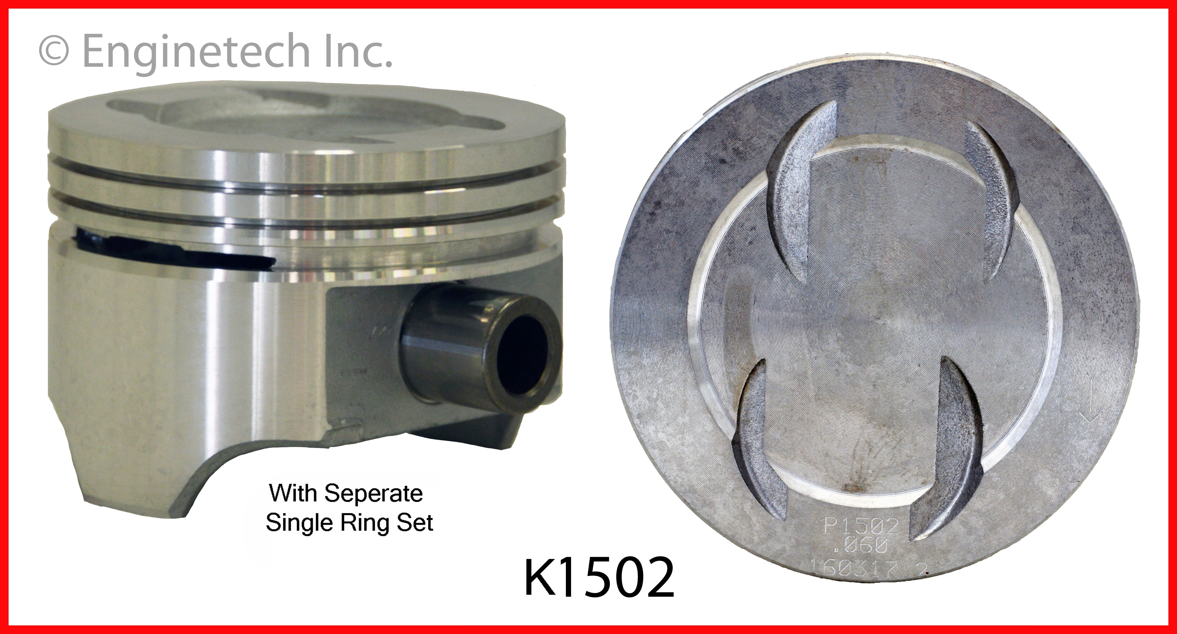 Enginetech K1502(8)PSTD Engine Piston Kit with Full Ring Stack for For ...