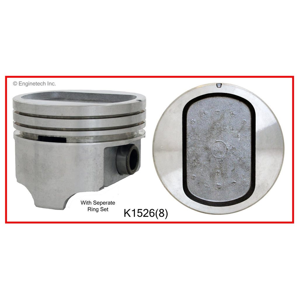 Enginetech K1526(8)040 Engine Piston Kit with Separate Full Ring Stack for Ford Custom, Country Sedan, and Country Squire (1969-1972)