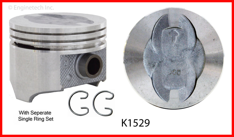 Enginetech K1529(8)060 Engine Piston Kit with Full Ring Stack for Ford F-100 and F-250 (1971-1974)