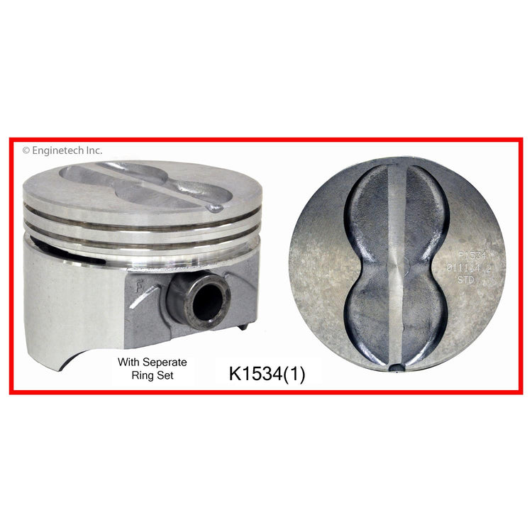 Enginetech K1534(1)STD Single Piston Engine Kit with Separate Ring Stack for Classic Chevrolet and GMC Vehicles