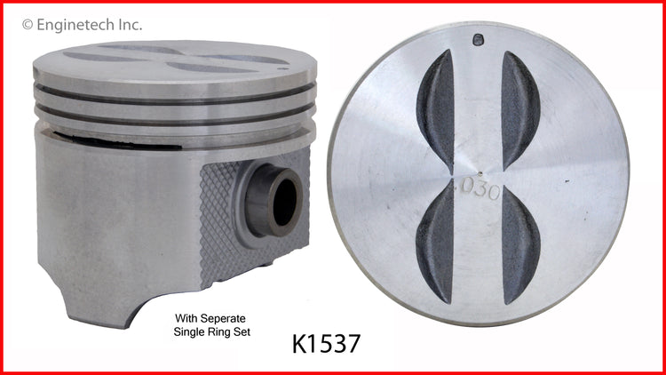 Enginetech K1537(8)060 Engine Piston Kit with Separate Full Ring Stack for Classic Chevrolet Models