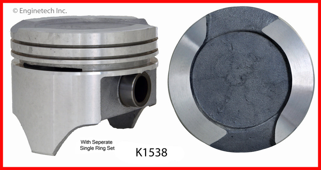 Enginetech K1538(8)STD Engine Piston Kit with Separate Full Ring Stack for 1971-1974 Ford Models