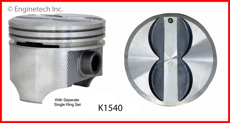 Enginetech K1540(8)060 Engine Piston Kit with Separate Full Ring Stack for Classic Chevrolet and GMC Vehicles