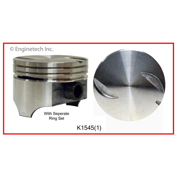 Enginetech K1545(1)STD Engine Single Piston Kit with Separate Ring Stack for Chevrolet Models
