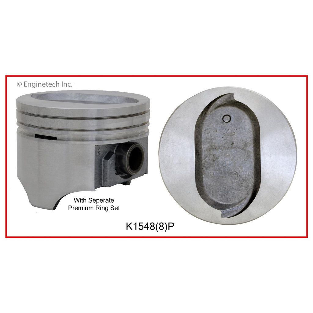 Enginetech K1548(8)PSTD Engine Piston Kit with Full Ring Stack for Ford (1972-1974 Models)