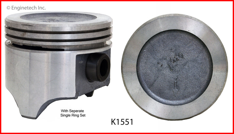 Enginetech K1551(8)P060 Engine Piston Kit with Full Ring Stack for Buick Vehicles
