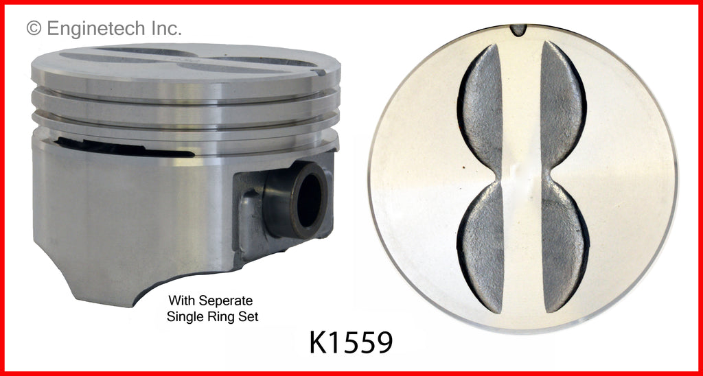 Enginetech K1559(8)P030 Engine Piston Kit with Separate Full Ring Stack for Chevrolet and Buick Models
