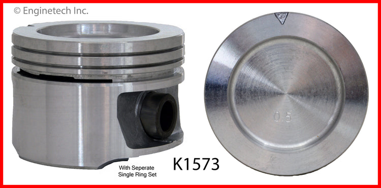 Enginetech K1573(6)STD Engine Piston Kit with Separate Full Ring Stack for Buick, Cadillac, and Chevrolet Vehicles