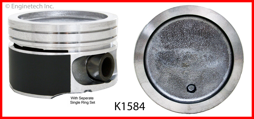 Enginetech K1584(6)P.50 Engine Piston Kit with Separate Full Ring Stack for Buick and Chevrolet Vehicles