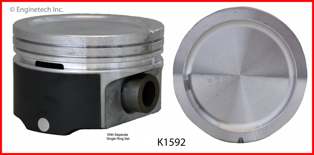 Enginetech K1592(6).75 Engine Piston Kit with Full Ring Stack for Isuzu and Chevrolet Vehicles