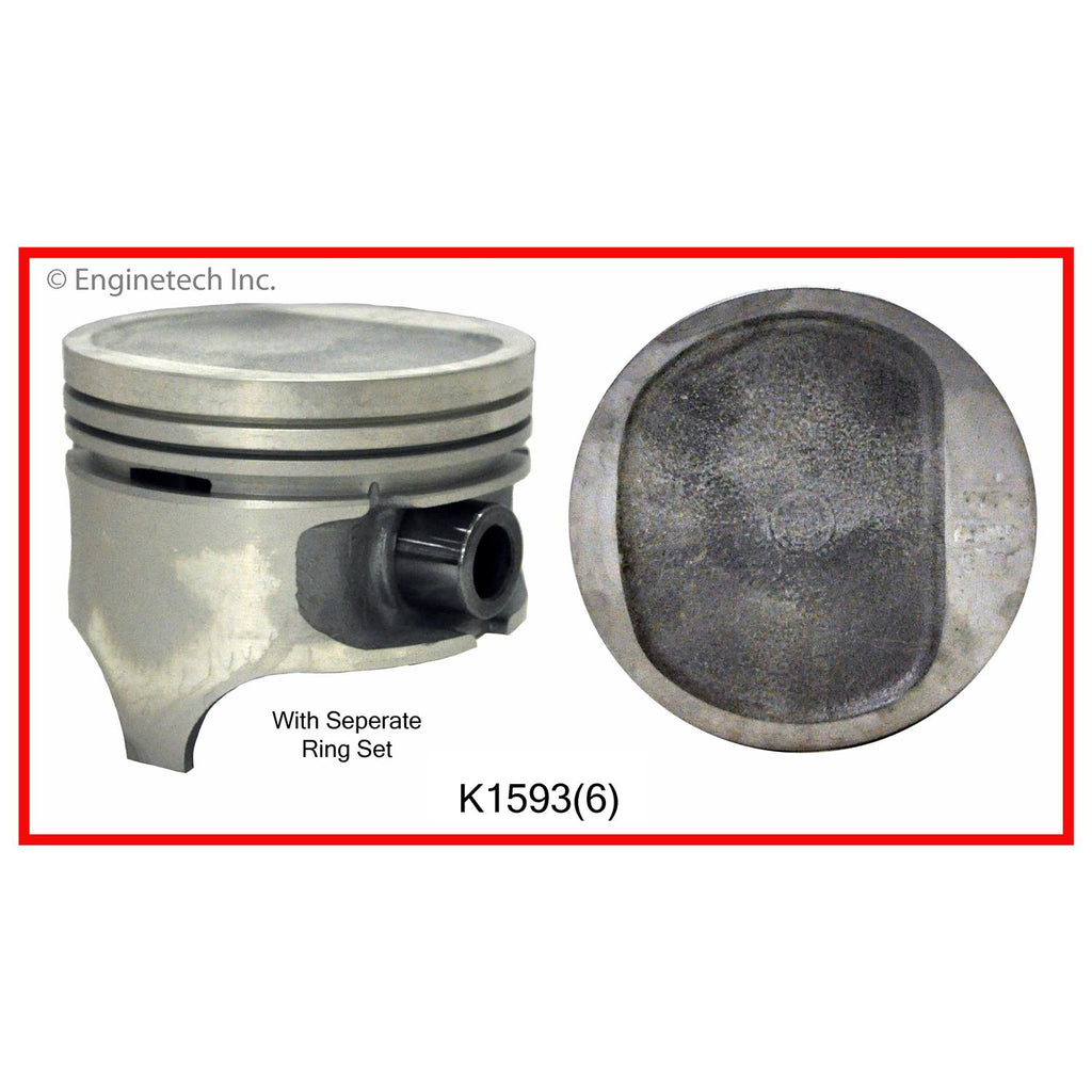 Enginetech K1593(6)020 Engine Piston Kit with Separate Full Ring Stack for Jeep Cherokee and Comanche (1987-1995)