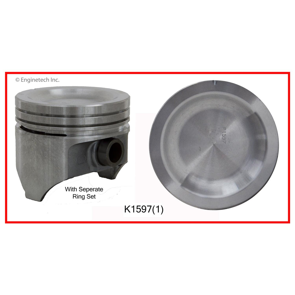 Enginetech K1597(1)STD Engine Single Piston Kit with Separate Ring Stack for Ford F-100 and F-250 (1969-1974)