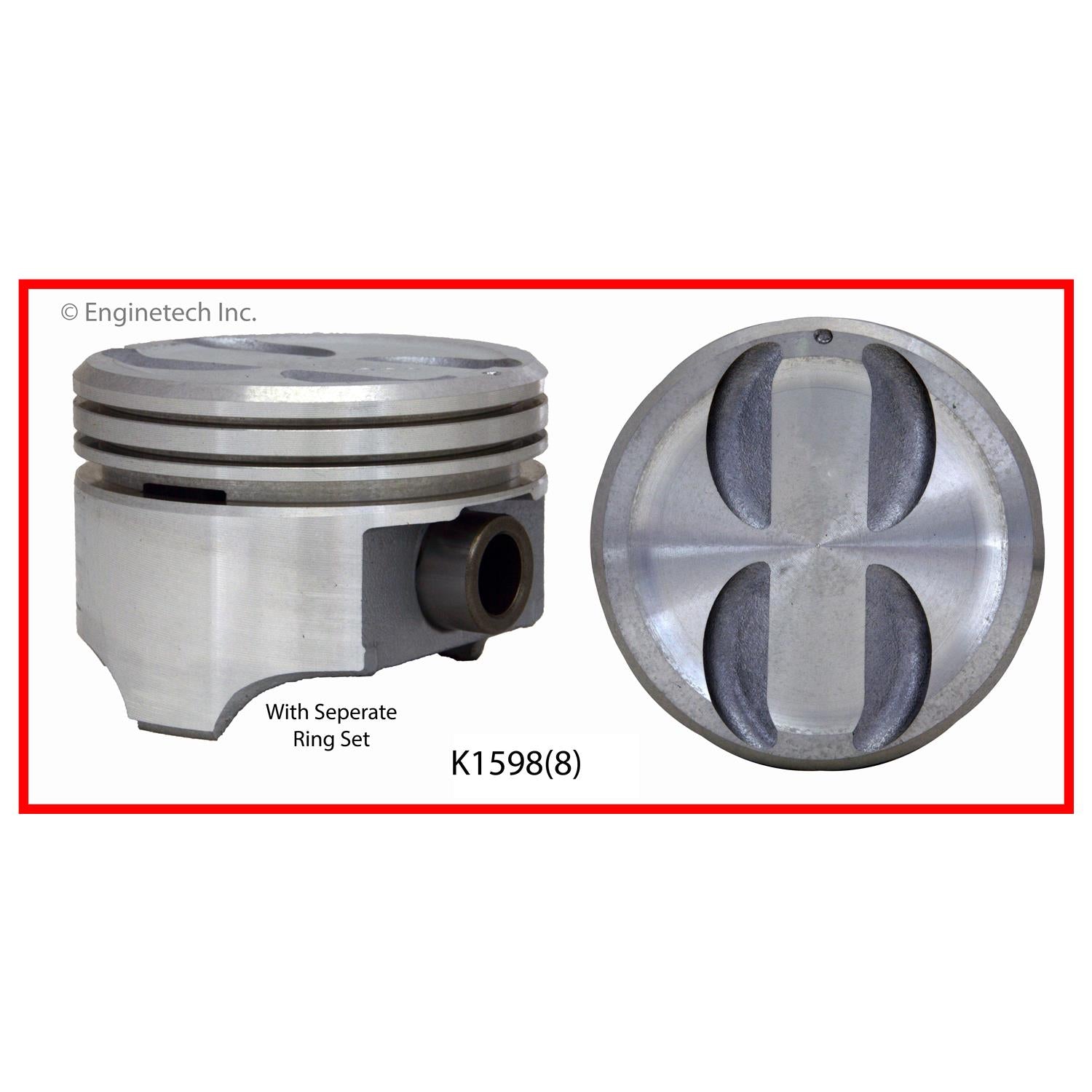Enginetech K1598(8)STD Engine Piston Kit with Separate Full Ring Stack ...