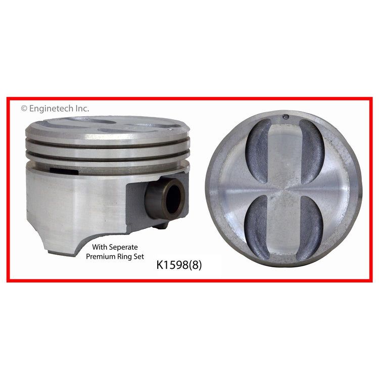 Enginetech K1598(8)P030 Engine Piston Kit with Separate Full Ring Stack for Chevy, Buick, Cadillac