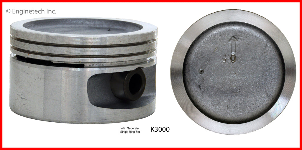Enginetech K3000(4).75 Engine Piston Kit with Full Ring Stack for Chevrolet Models