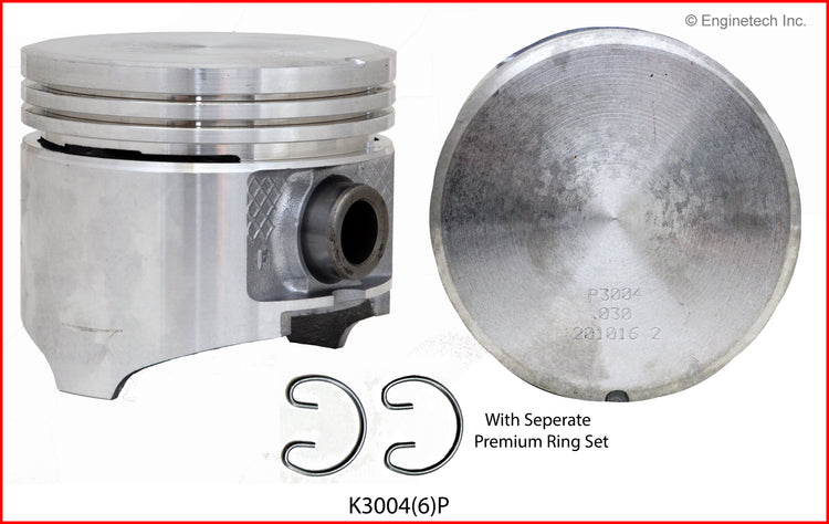 Enginetech K3004(6)PSTD Engine Piston Kit with Full Ring Stack for Dodge B150 (1988-1997)