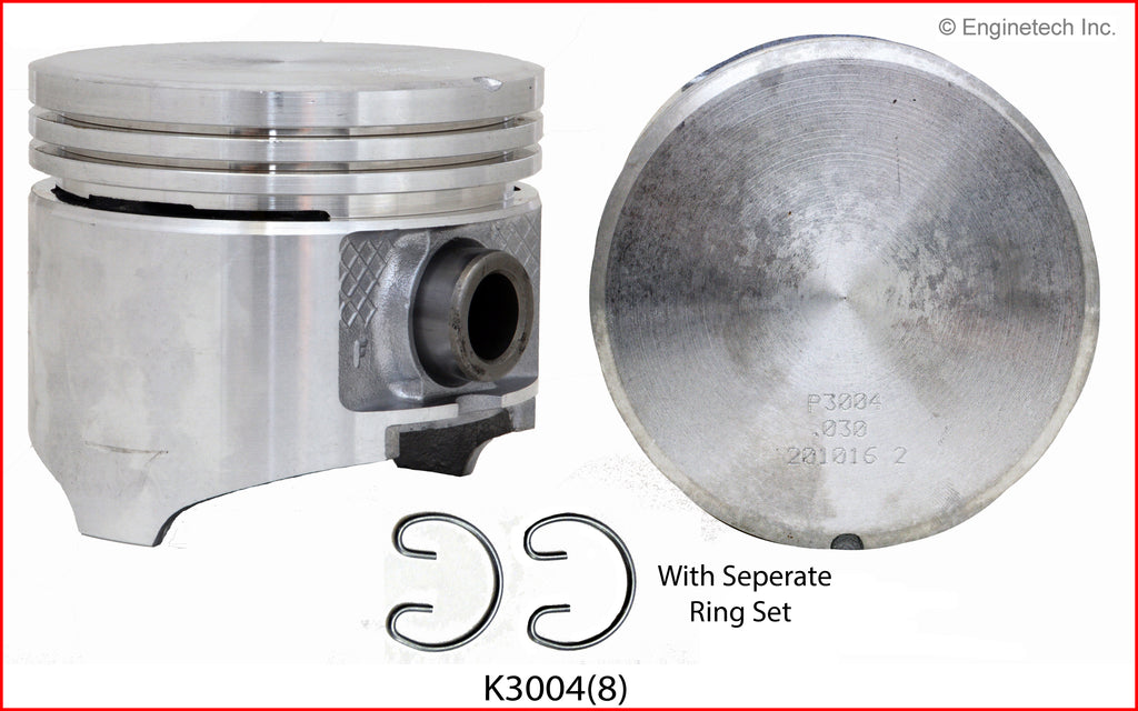 Enginetech K3004(8)STD Engine Piston Kit with Separate Full Ring Stack for Dodge and Chrysler Vehicles