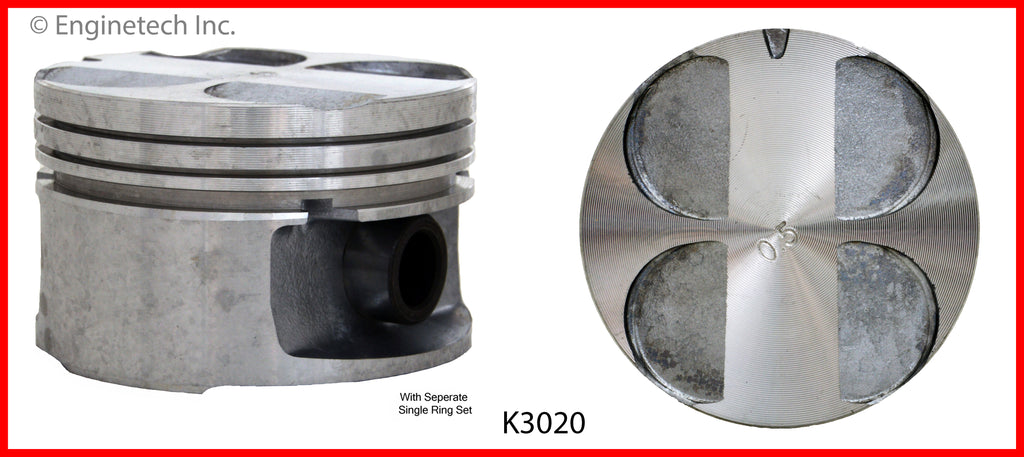 Enginetech K3020(6)P.75 Engine Piston Kit with Separate Full Ring Stack for Chevrolet Lumina & Monte Carlo