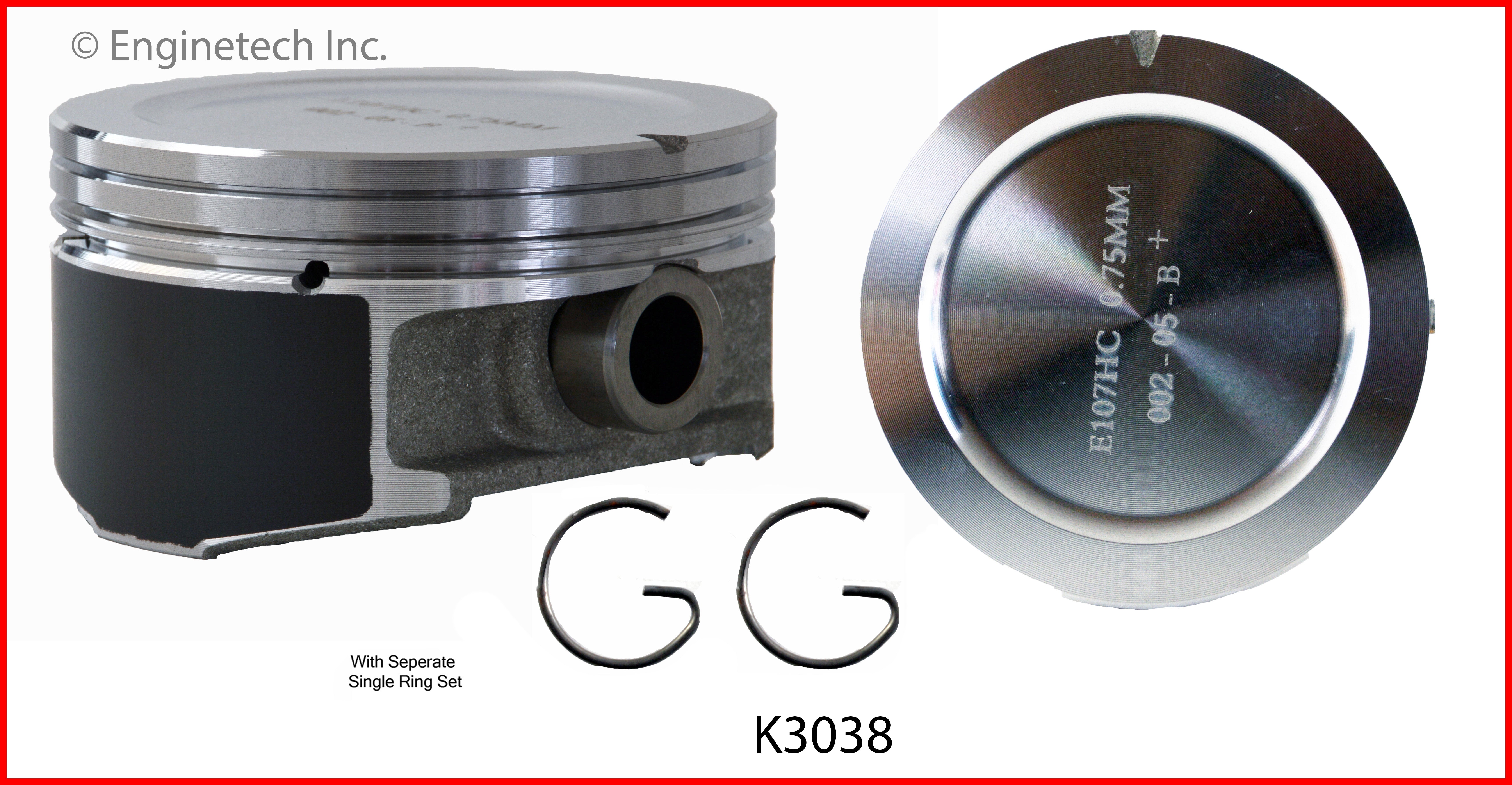 Enginetech K3038(6)P.50 Engine Piston Kit with Full Ring Stack for Bui ...
