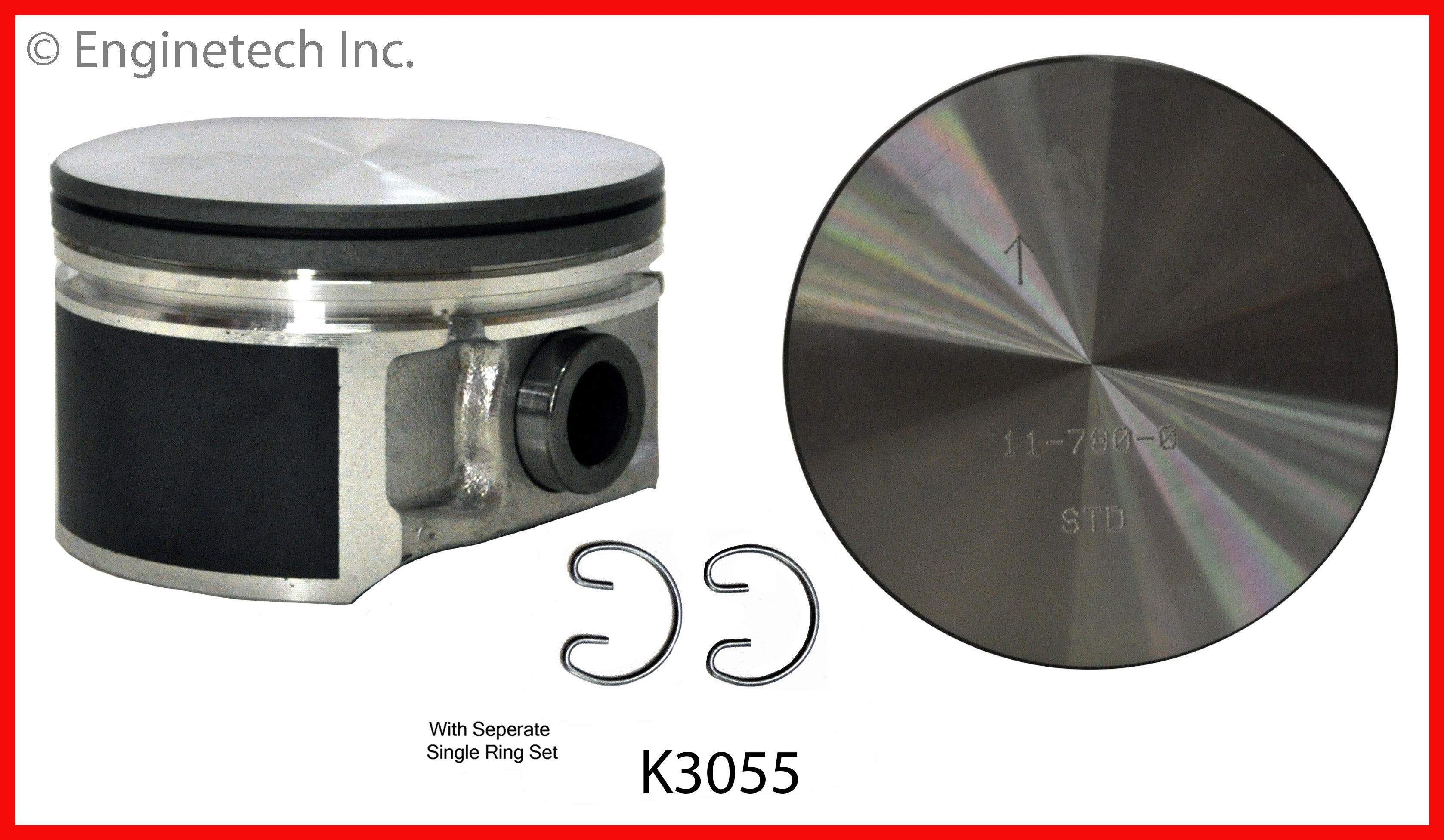 Enginetech K3055(6)PSTD Engine Piston Kit with Separate Full Ring Stac ...