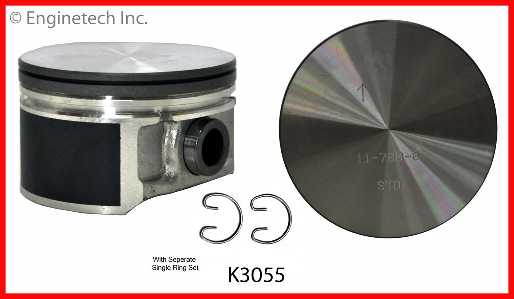 Enginetech K3055(6)PSTD Engine Piston Kit with Separate Full Ring Stac ...
