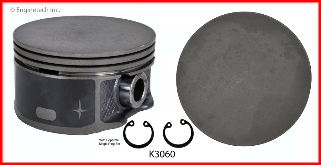 Enginetech K3060(1).50 Engine Single Piston Kit with Separate Ring Stack for Jeep and Dodge Models