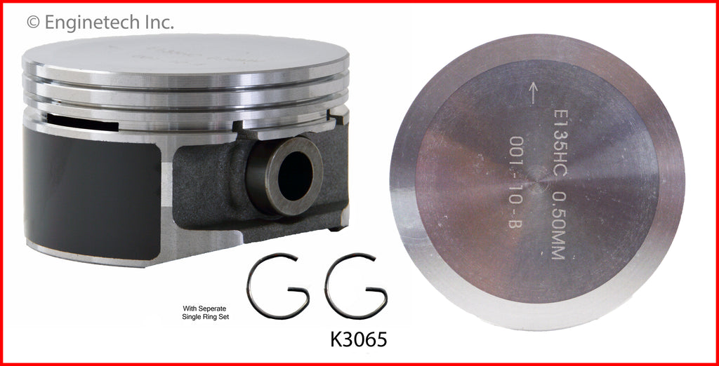 Enginetech K3065(4)PSTD Engine Piston Kit with Separate Full Ring Stac ...