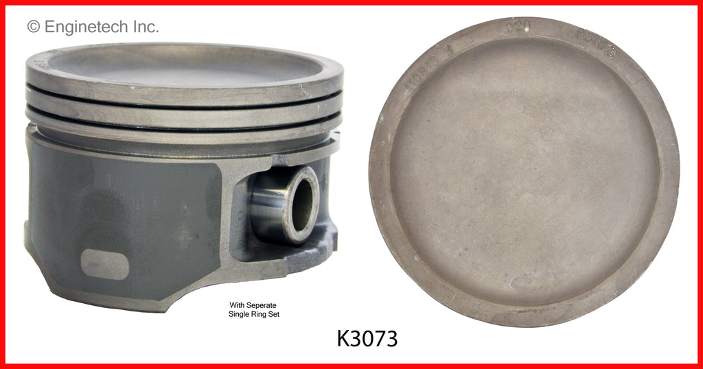 Enginetech K3073(6)P.75 Engine Piston Kit with Separate Full Ring Stack for 2004-2005 GM Models