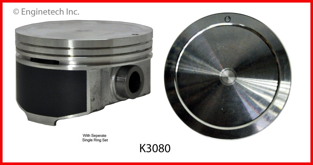 Enginetech K3080(8)P040 Engine Piston Kit with Full Ring Stack for Cadillac Escalade, Hummer H2, and Chevrolet Express 2500