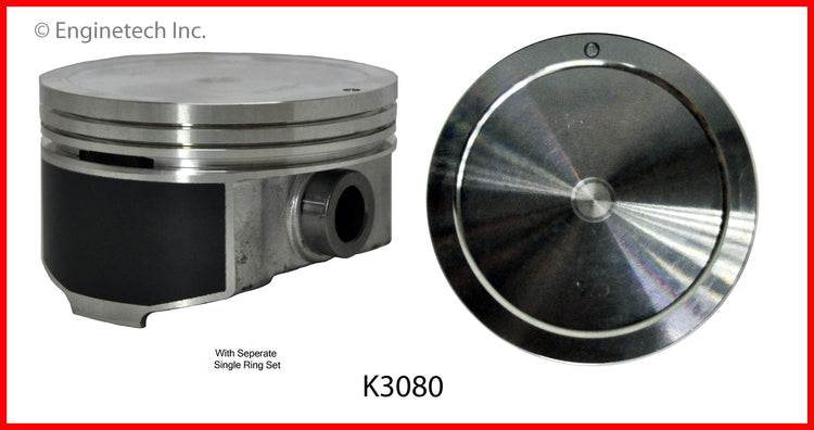 Enginetech K3080(8)P020 Engine Piston Kit with Separate Full Ring Stack for Cadillac Escalade, Hummer H2, Chevrolet Express 2500