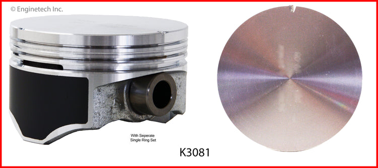 Enginetech K3081(8)P.50 Engine Piston Kit with Full Ring Stack for Chevrolet and Pontiac Models