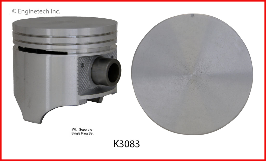 Enginetech K3083(8)030 Engine Piston Kit with Separate Full Ring Stack for 1959-1960 Chrysler and Dodge Models
