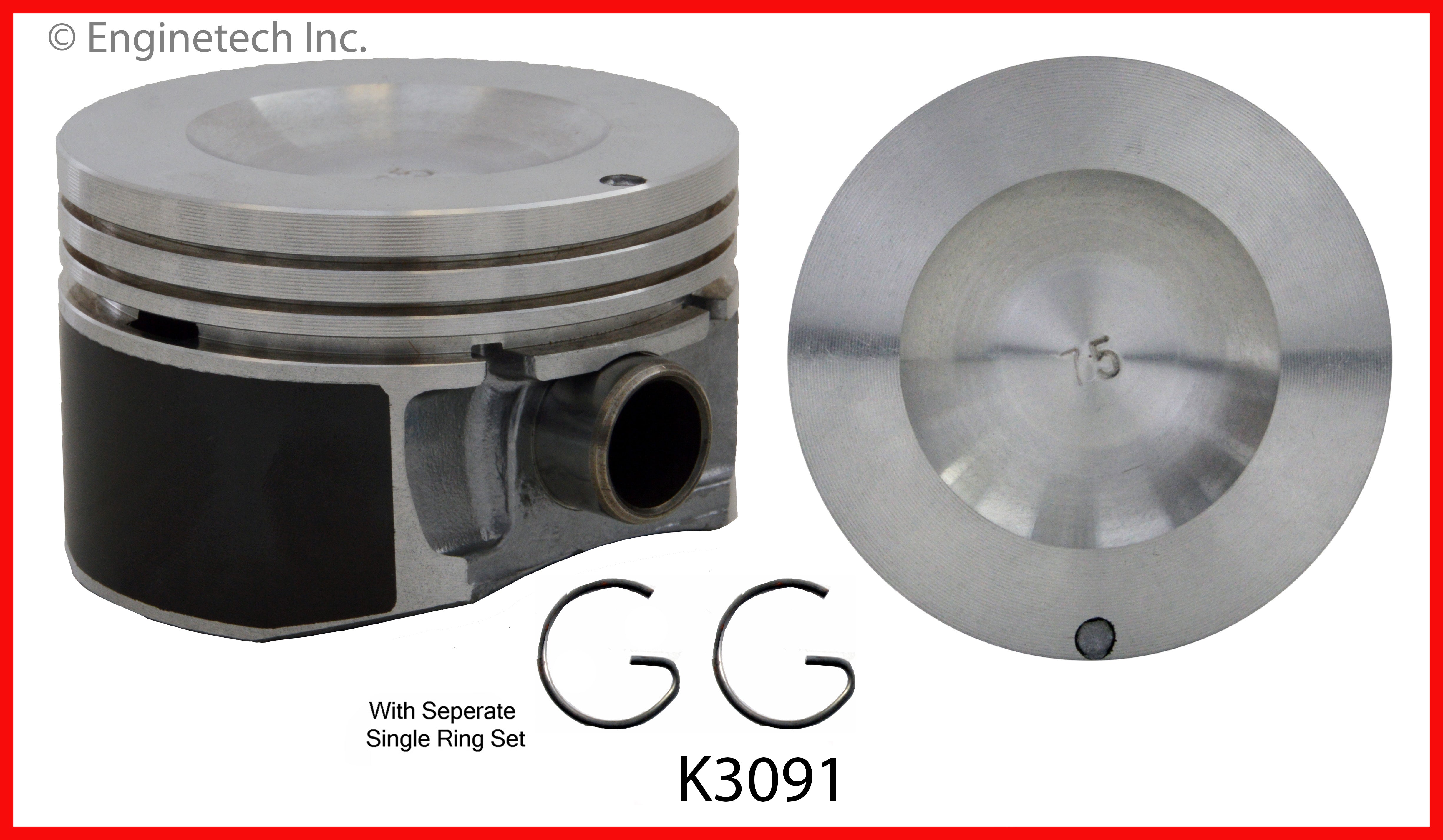 Enginetech K3091(4)PSTD Engine Piston Kit with Separate Full Ring Stac ...