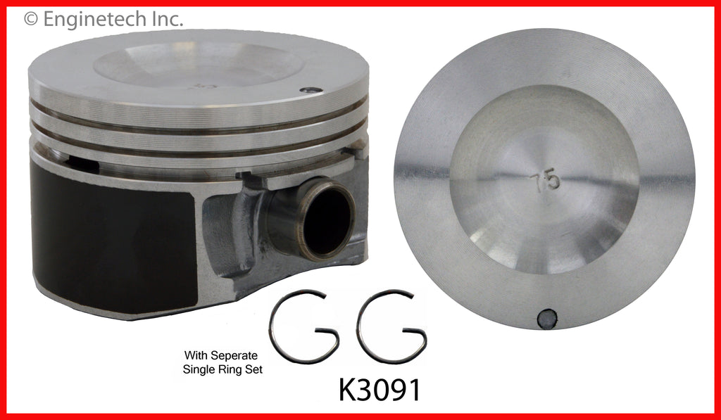 Enginetech K3091(4)PSTD Engine Piston Kit with Separate Full Ring Stac ...