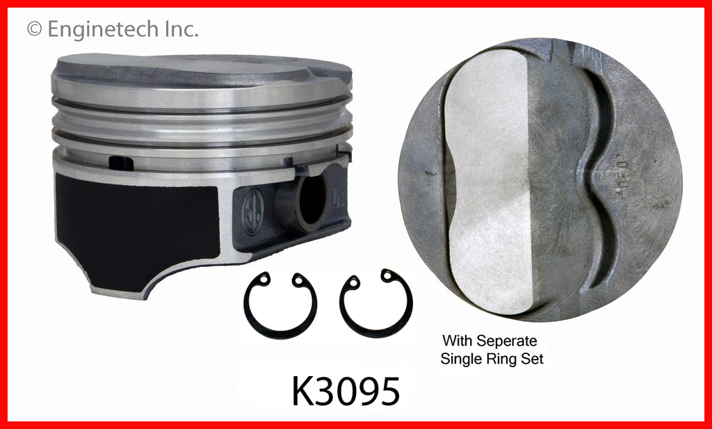 Enginetech K3095(8)P030 Engine Piston Kit with Full Ring Stack - Stand ...
