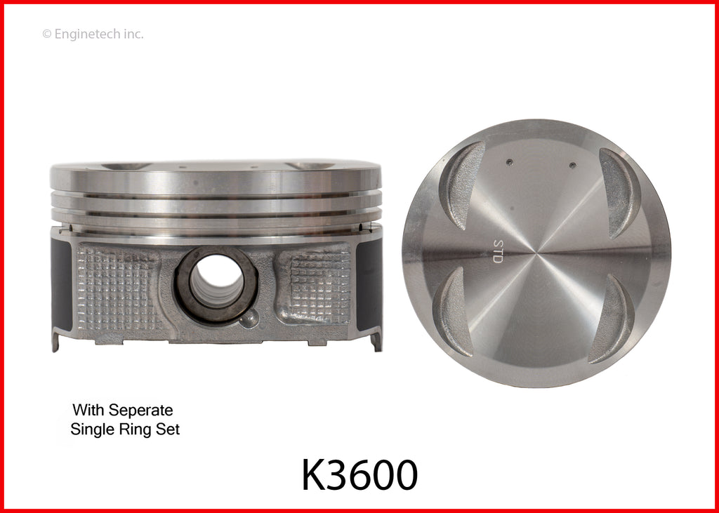 Enginetech K3600(6)P.50 Engine Piston Kit with Full Ring Stack for Sub ...